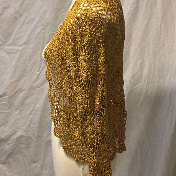 Joseph A Metallic Gold Crochet Cardigan – Size Small - Picture 3 of 10